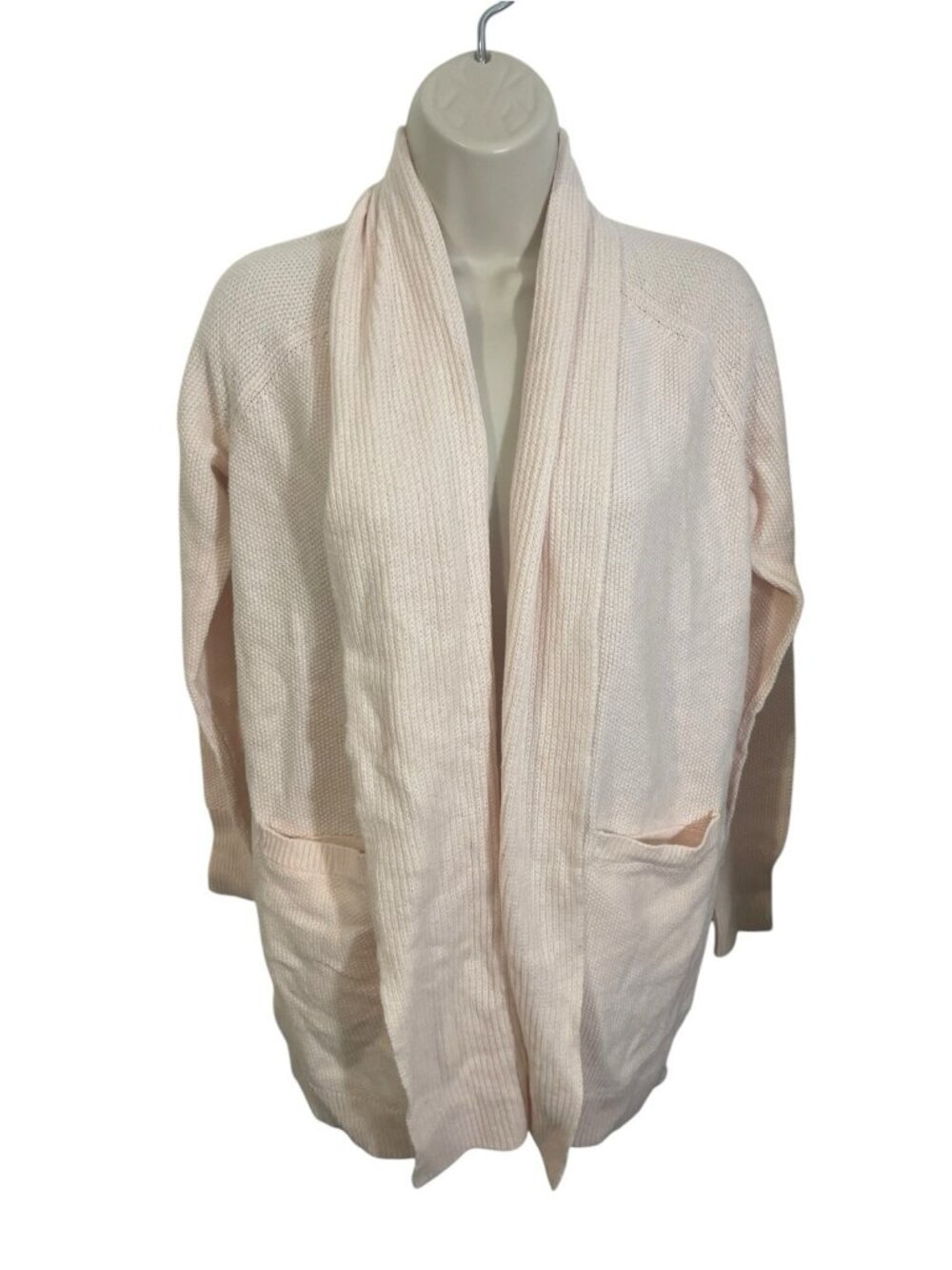 LOFT Womens Xs Blush Light Pink Knit Open Cardigan With Pockets Retail $59.50